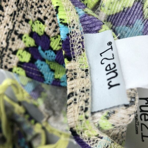 New Without Tags Rue 21 Yellow Tan Purple Halter Knee Length Dress Size M Women - Picture 7 of 13